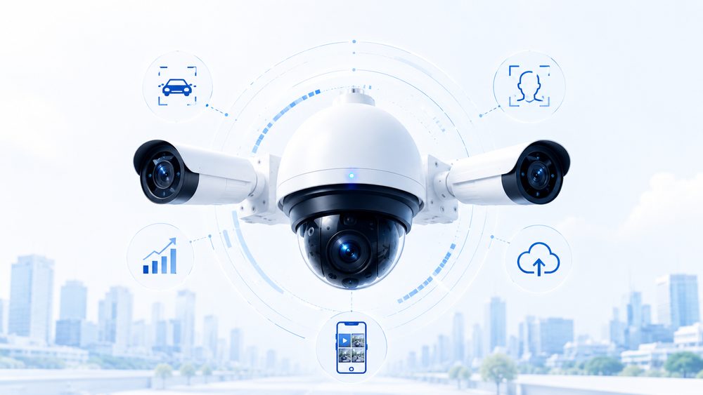 AI-based surveillance with facial recognition, ANPR, analytics and cloud monitoring