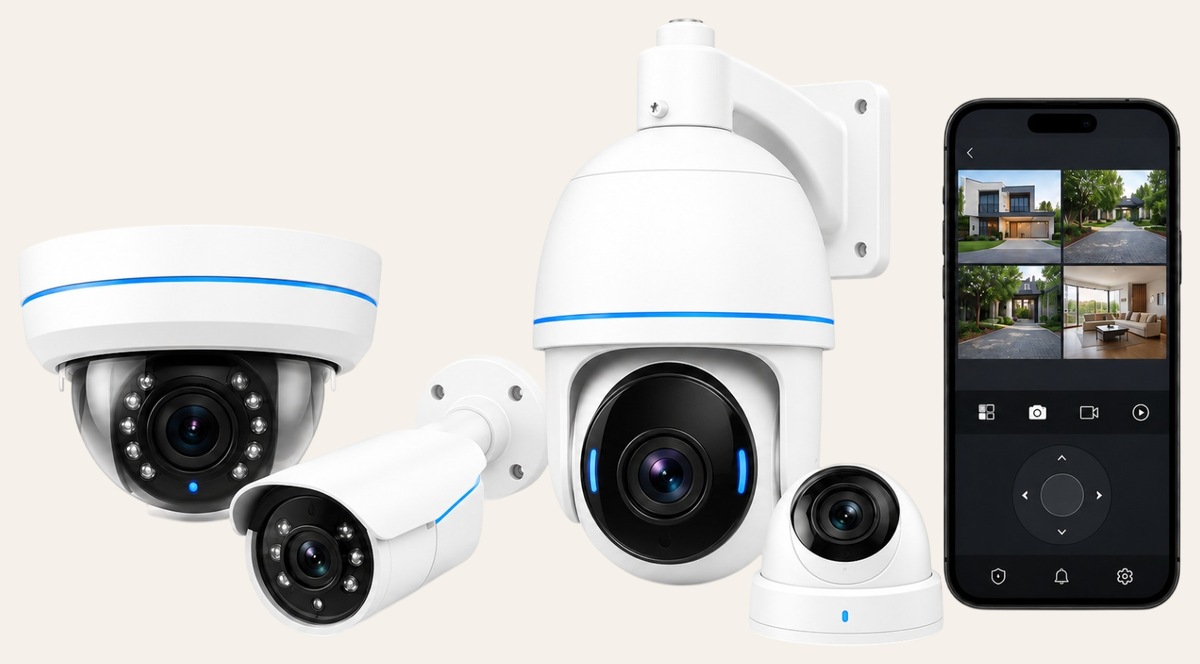 AI CCTV surveillance kit with dome cameras, bullet cameras and network video recorder